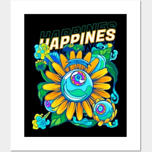 Happines Eyes and Sunflower Posters and Art